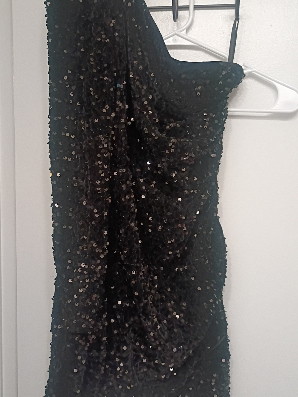 Amazon Essentials Black Sequin One-Shoulder Dress